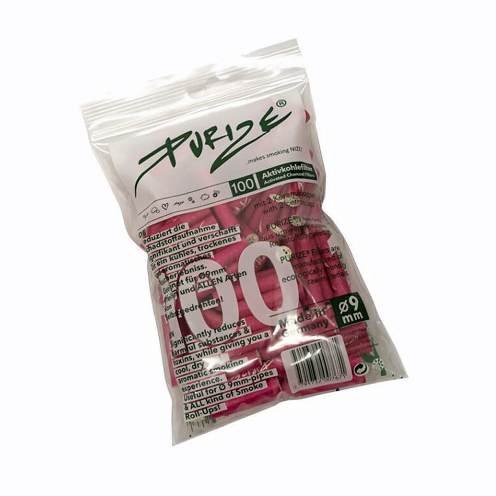Purize Regular Filters 9mm PINK Bag of 100pc