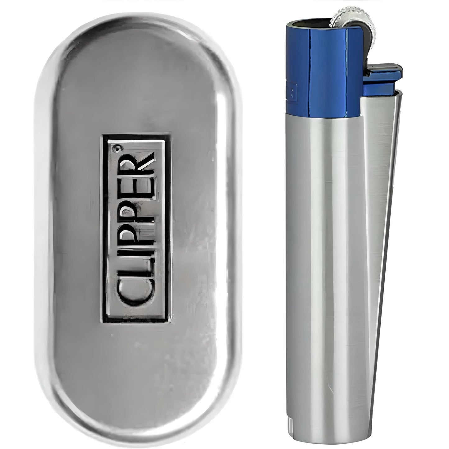 metal clipper silver bottom blue top