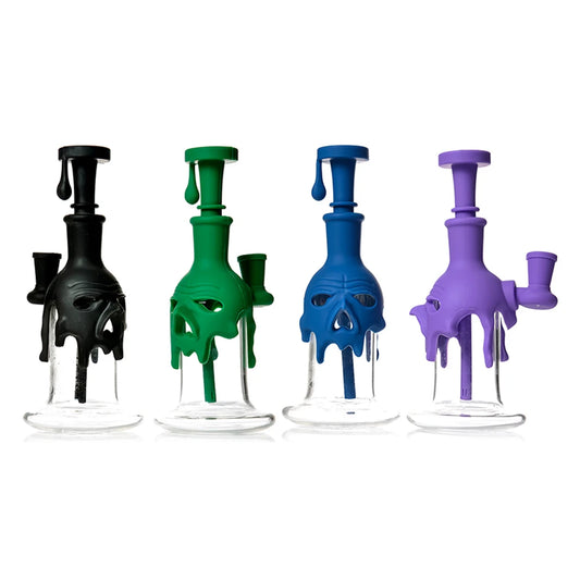 Glass & Silicone Drip Drip Skull Water pipe