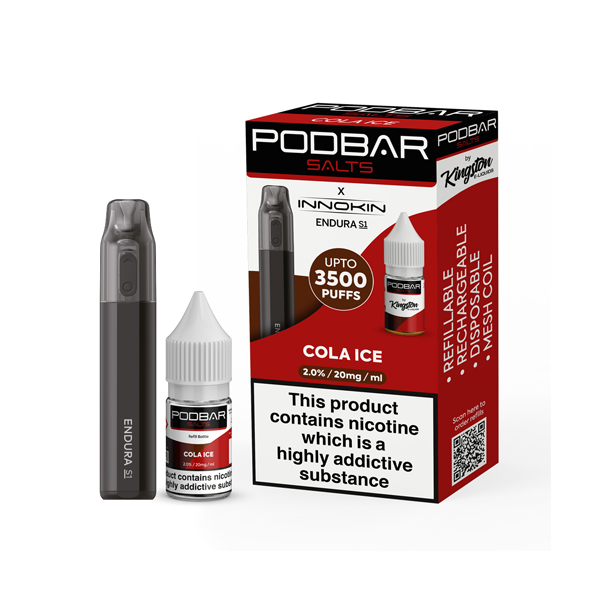 10mg Podbar Salts by Kingston x Innokin Endura S1 Disposable Vape Kit 3500 Puffs