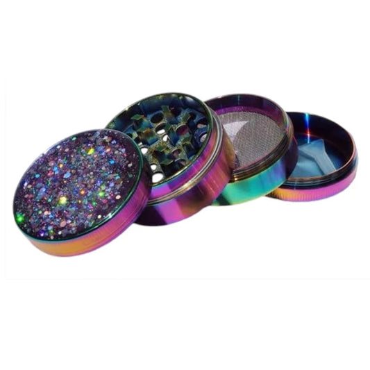 Glitter 4 Part Petrol Coloured 50mm Metal Grinder