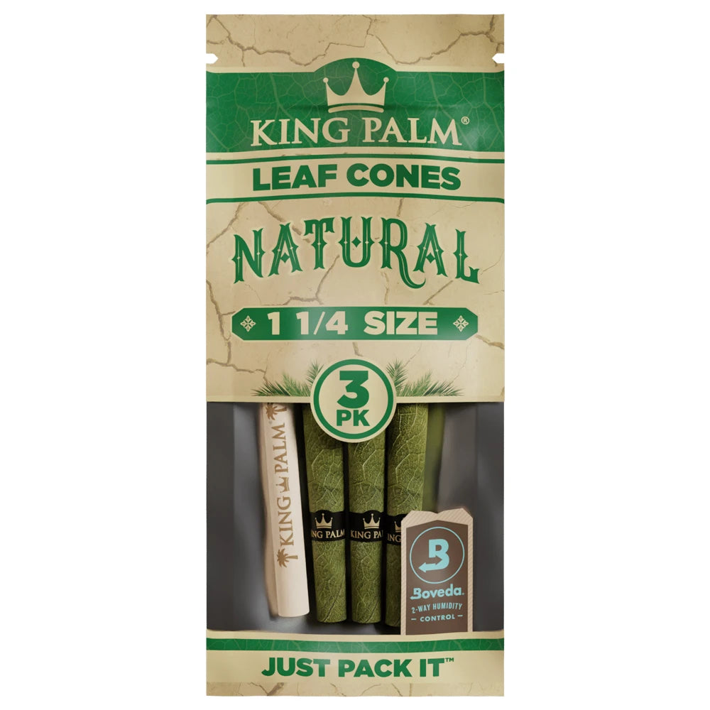 king-palm natural 1-1_4size real leaf cones 3 pack