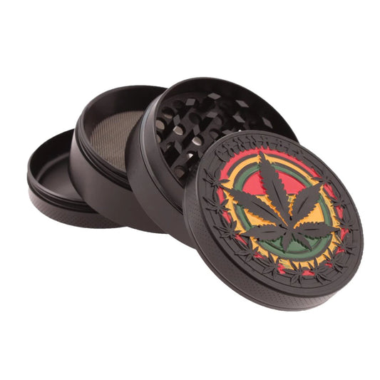 2D Rasta Leaf 4 Part 50mm Metal Grinder